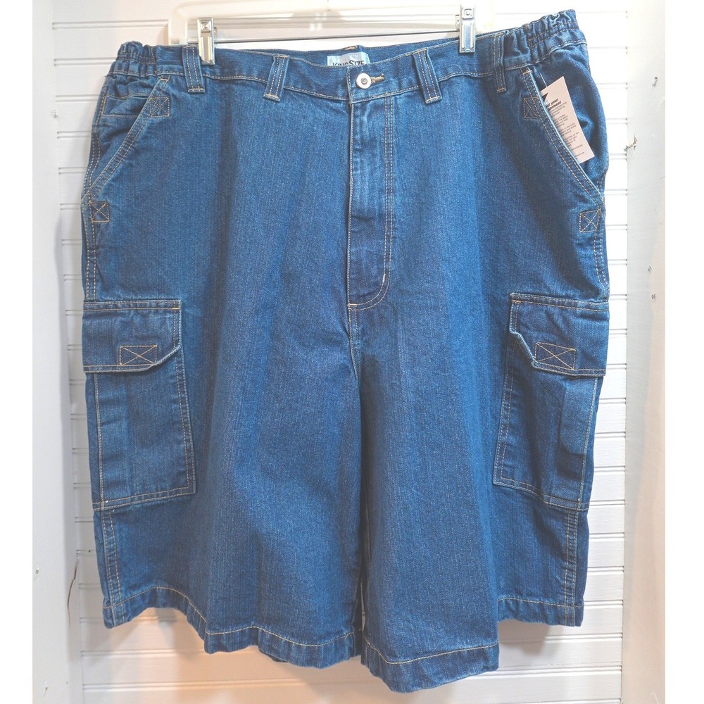 New Denim Shorts Men's 44 King Size Cargo Jorts Big Tall Y2K Elastic Waist Jean